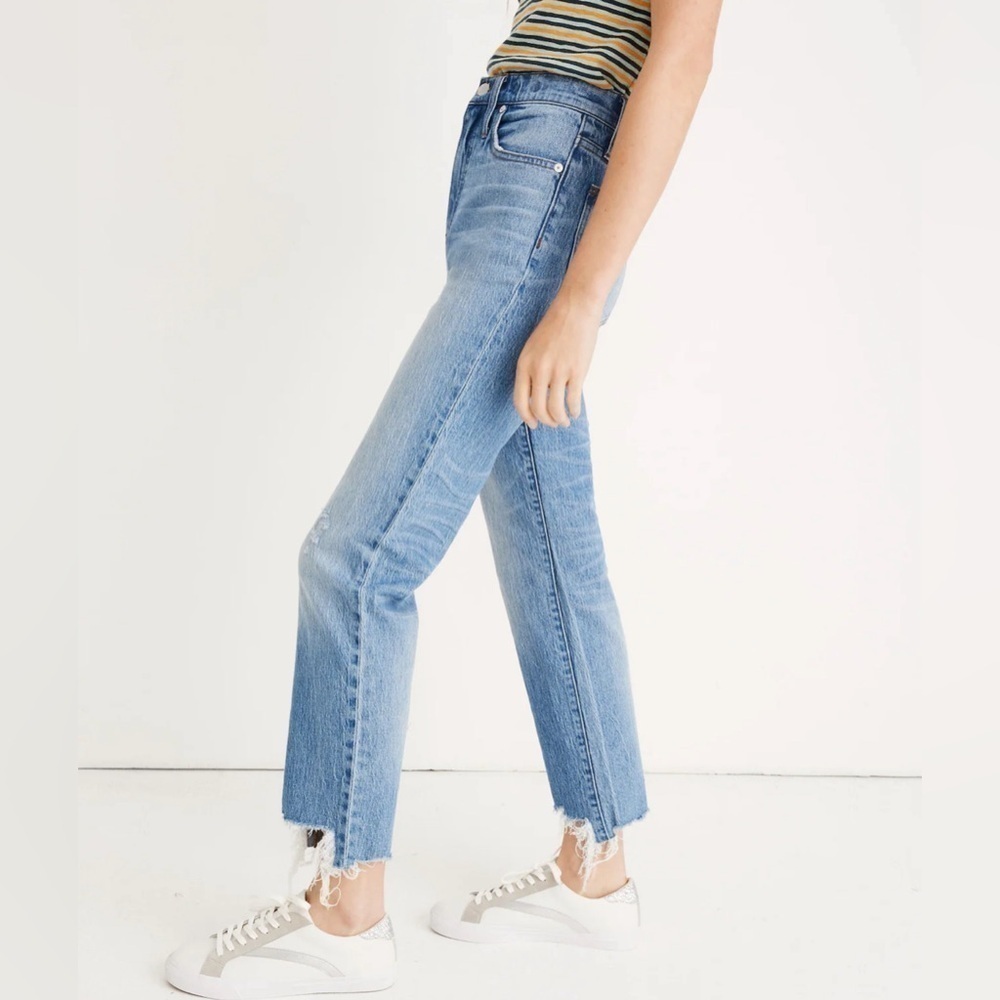 Madewell | Classic Straight Jean, Medium Wash, Distress, 27 - Picture 12 of 13